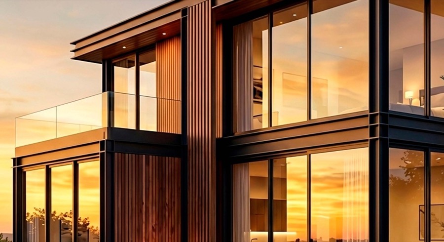 Casa modular Sanja Smart ao pôr do sol